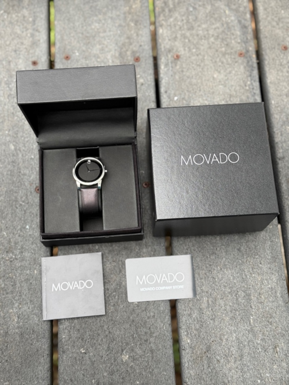 Movado Men’s Black Dial Leather Strap Classic Mens Watch